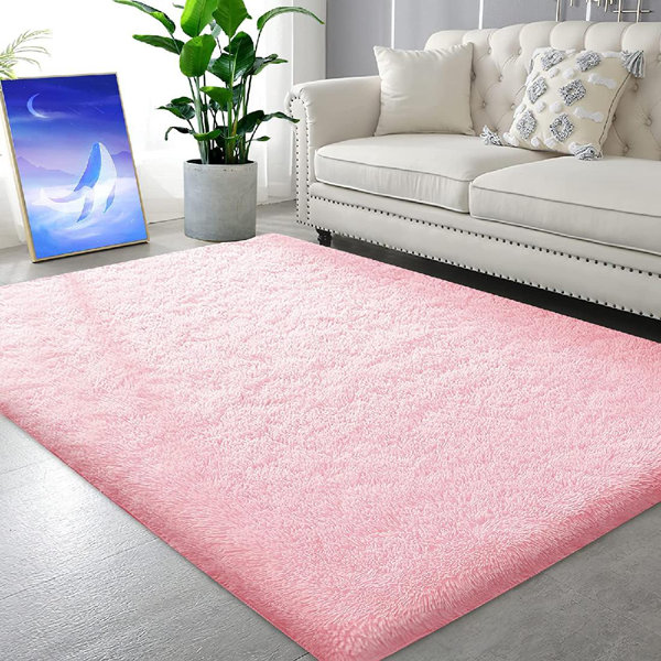 Mercer41 Dontaye Machine Woven Faux Fur Pink Rug Wayfair